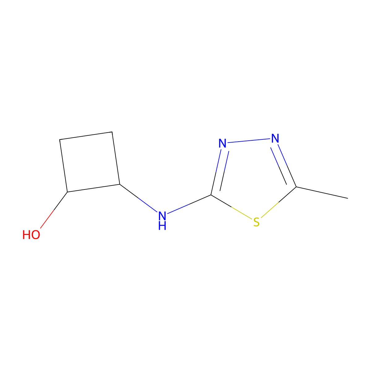 (1R,2R)-2-[(5-Methyl-1,3,4-thiadiazol-2-yl)amino]cyclobutan-1-ol molecular structure, CAS 1844968-68-8