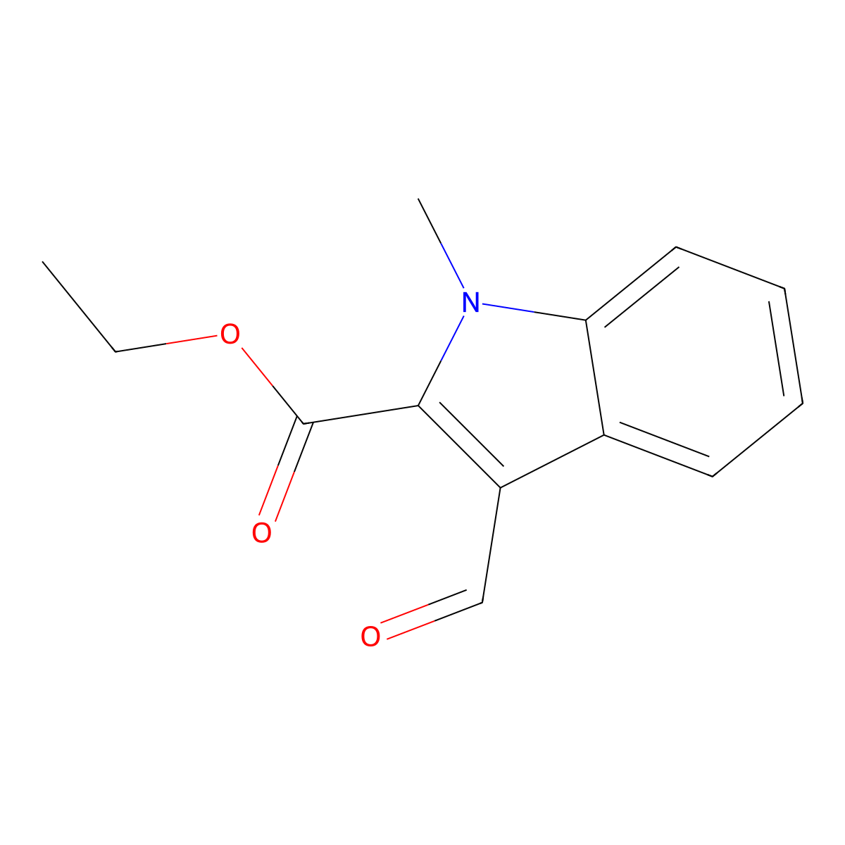 Ethyl 3-formyl-1-methyl-1H-indole-2-carboxylate molecular structure, CAS 18450-28-7