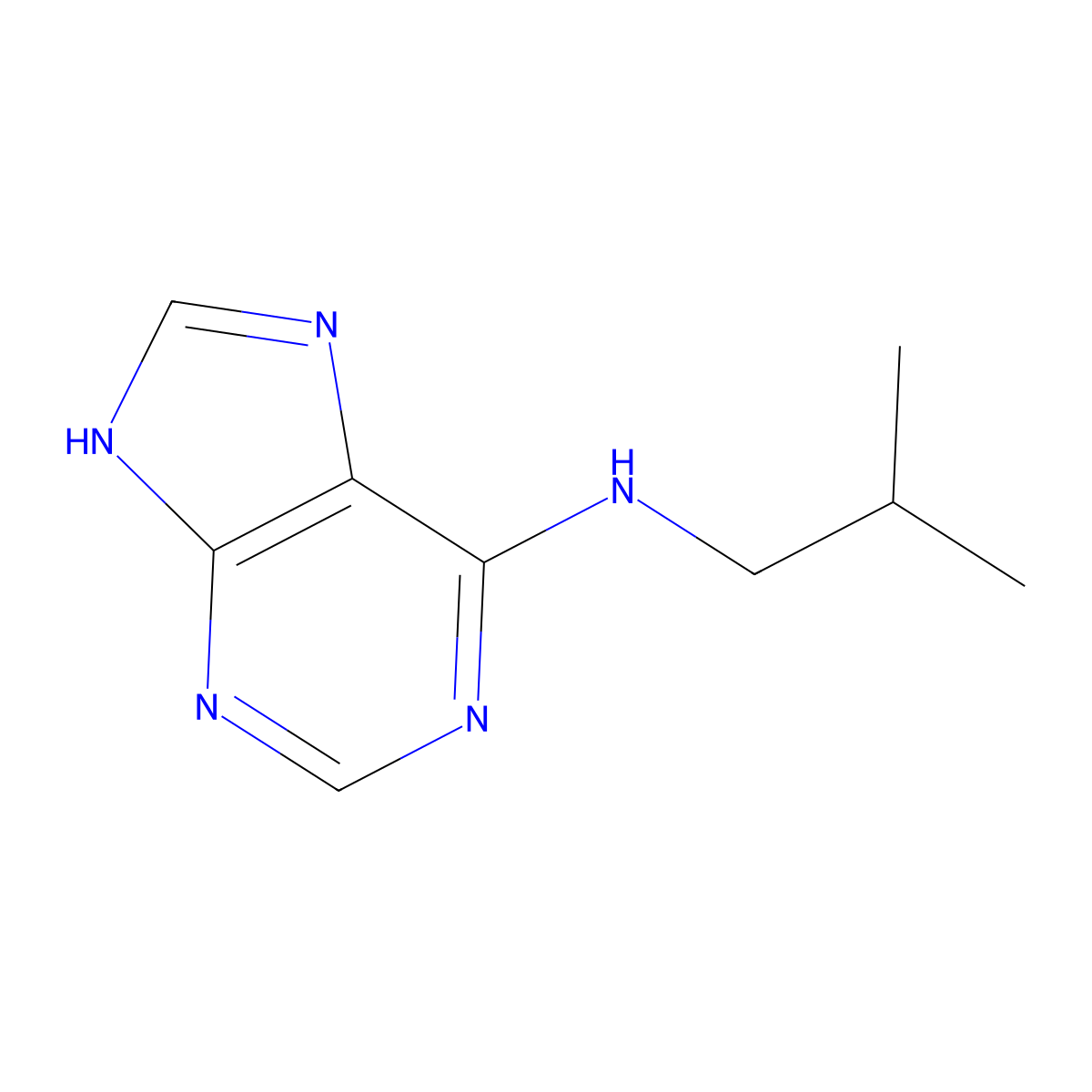 N-(2-methylpropyl)-7H-purin-6-amine molecular structure, CAS 18453-05-9