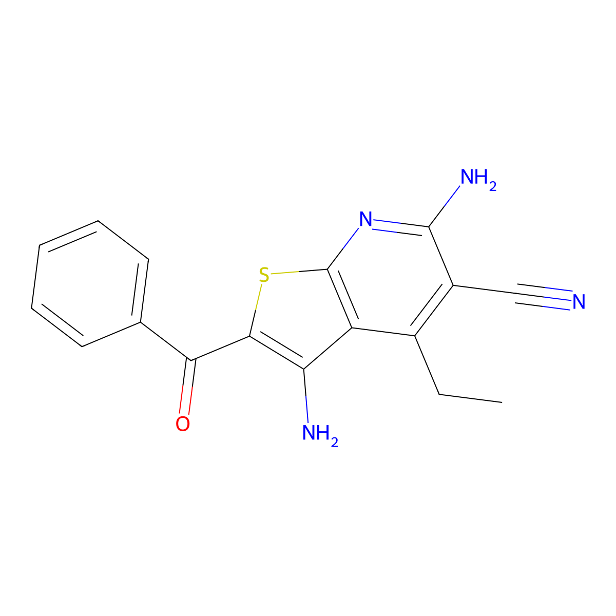 3,6-Diamino-2-benzoyl-4-ethylthieno[2,3-b]pyridine-5-carbonitrile molecular structure, CAS 184530-34-5