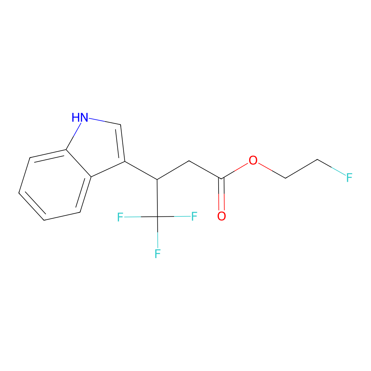 2-fluoroethyl 4,4,4-trifluoro-3-(1H-indol-3-yl)butanoate molecular structure, CAS 184535-76-0