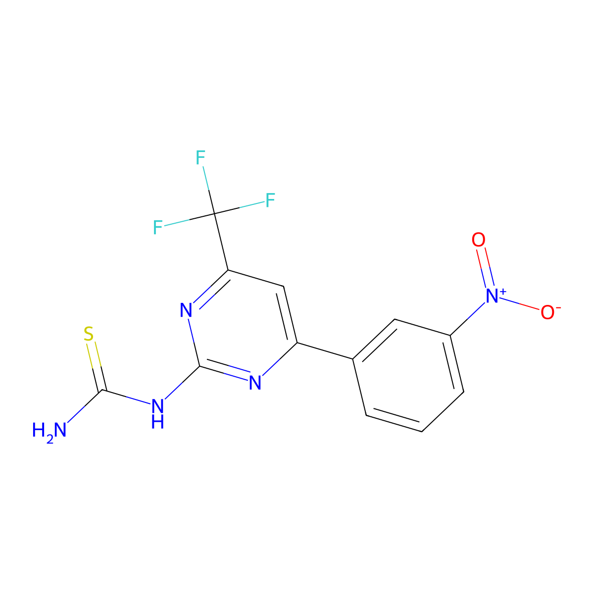 6-(3-Nitrophenyl)-2-thioureido-4-(trifluoromethyl)pyrimidine molecular structure, CAS 1845689-82-8