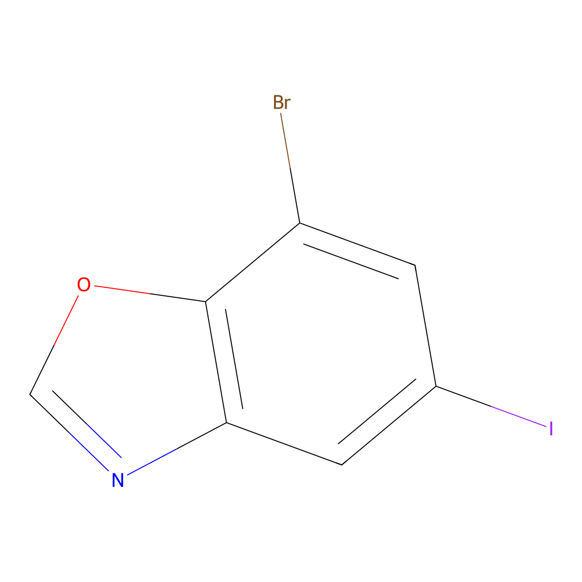 7-Bromo-5-iodo-1,3-benzoxazole molecular structure, CAS 1845689-86-2