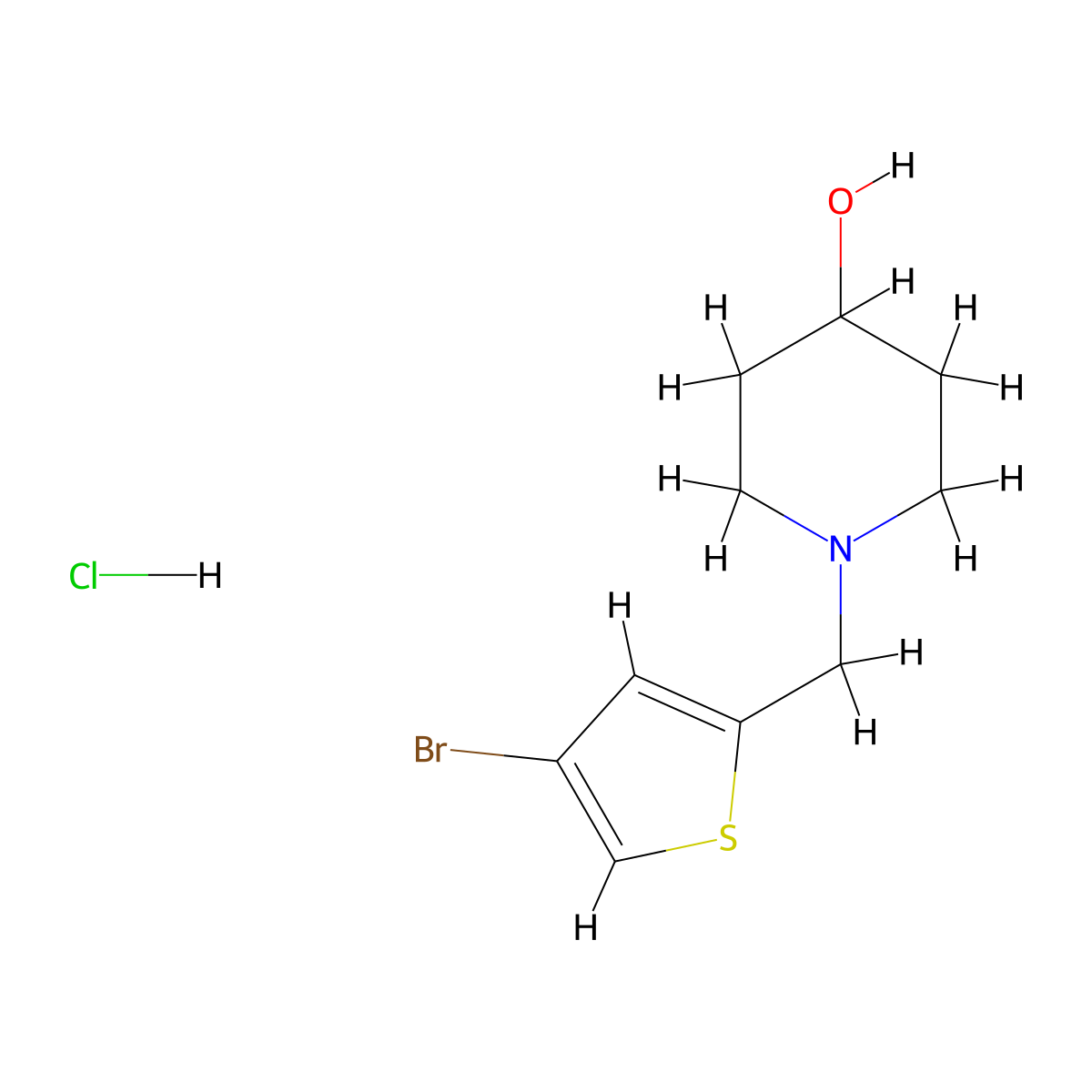 1-((4-Bromothiophen-2-yl)methyl)piperidin-4-ol hydrochloride molecular structure, CAS 1845689-88-4