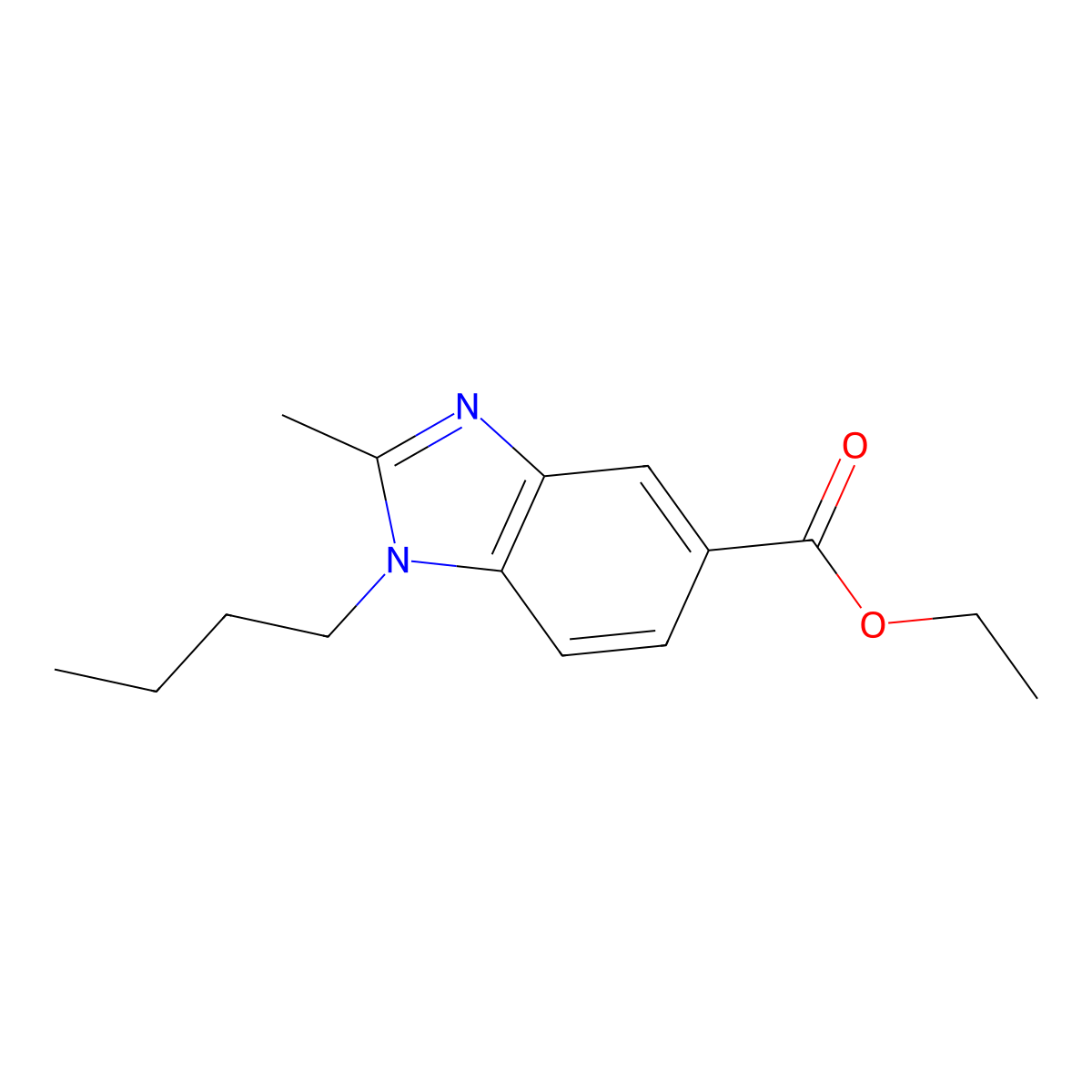 Ethyl 1-butyl-2-methyl-1,3-benzodiazole-5-carboxylate molecular structure, CAS 1845689-91-9