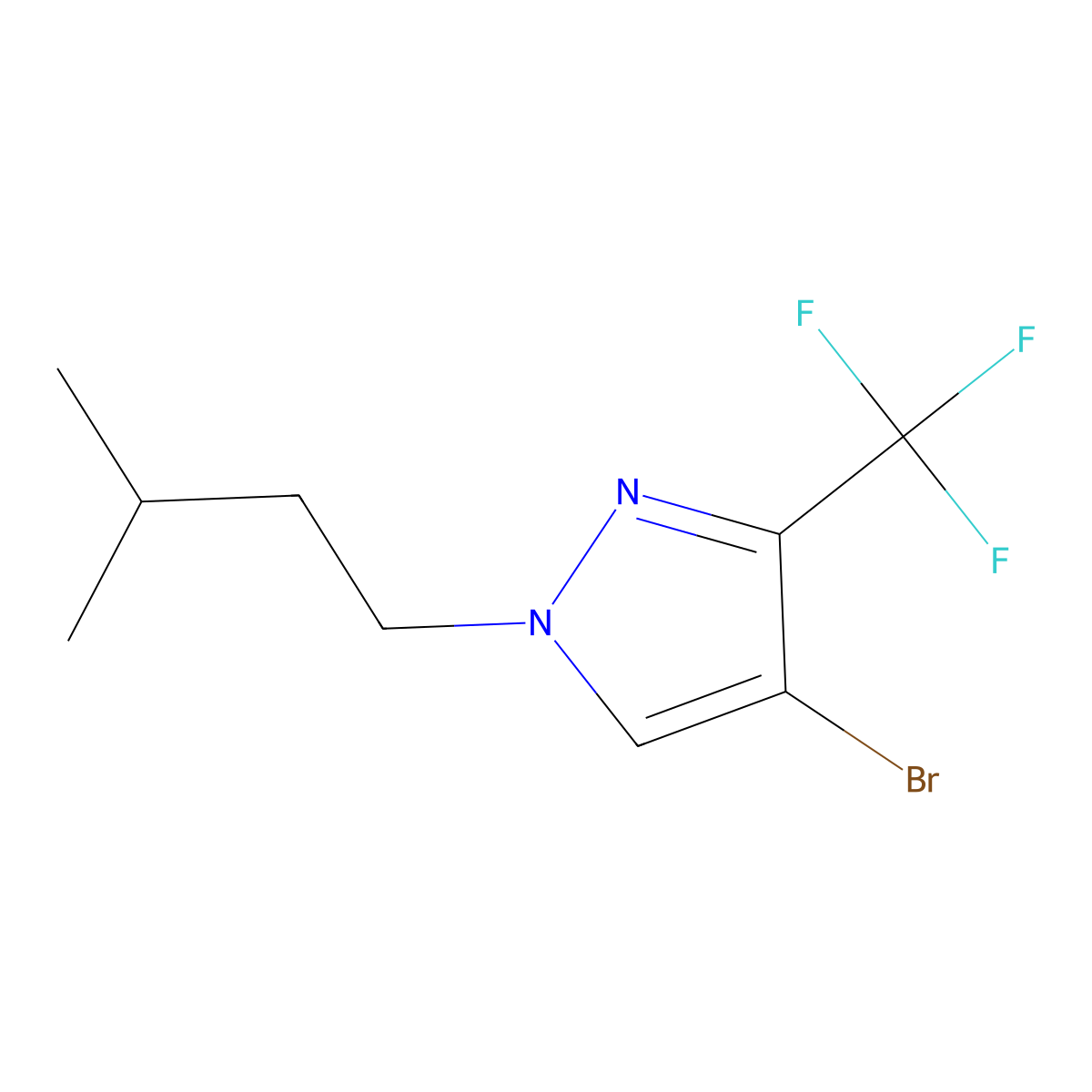 4-Bromo-1-isopentyl-3-(trifluoromethyl)-1H-pyrazole molecular structure, CAS 1845690-56-3