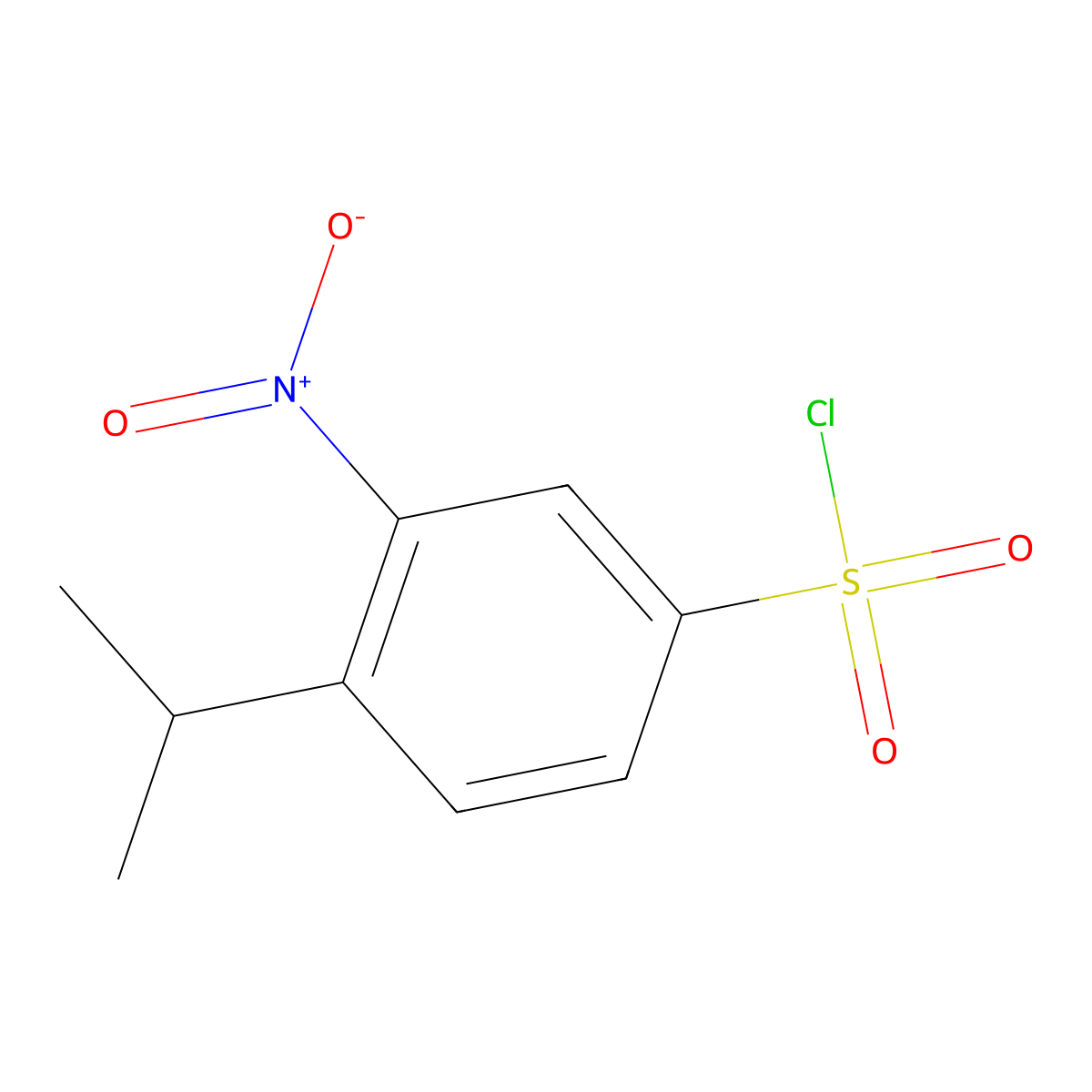 4-(1-Methylethyl)-3-nitro-benzenesulfonyl chloride molecular structure, CAS 1845691-20-4
