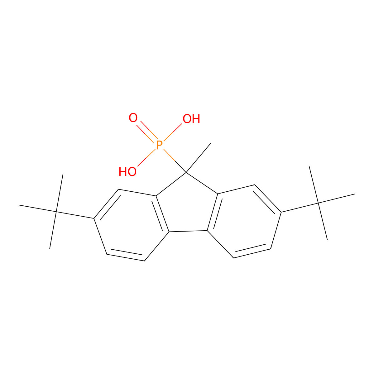 (2,7-di-tert-butyl-9-methyl-9H-fluoren-9-yl)phosphonic acid molecular structure, CAS 1845693-93-7