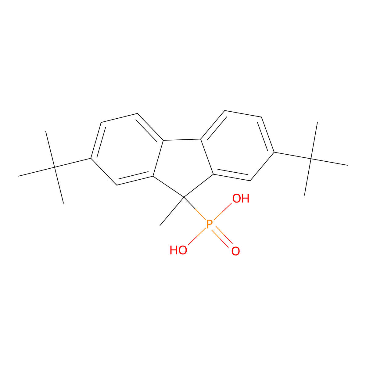 (2,7-di-tert-butyl-9-methyl-9H-fluoren-9-yl)phosphonic acid molecular structure, CAS 1845693-93-7
