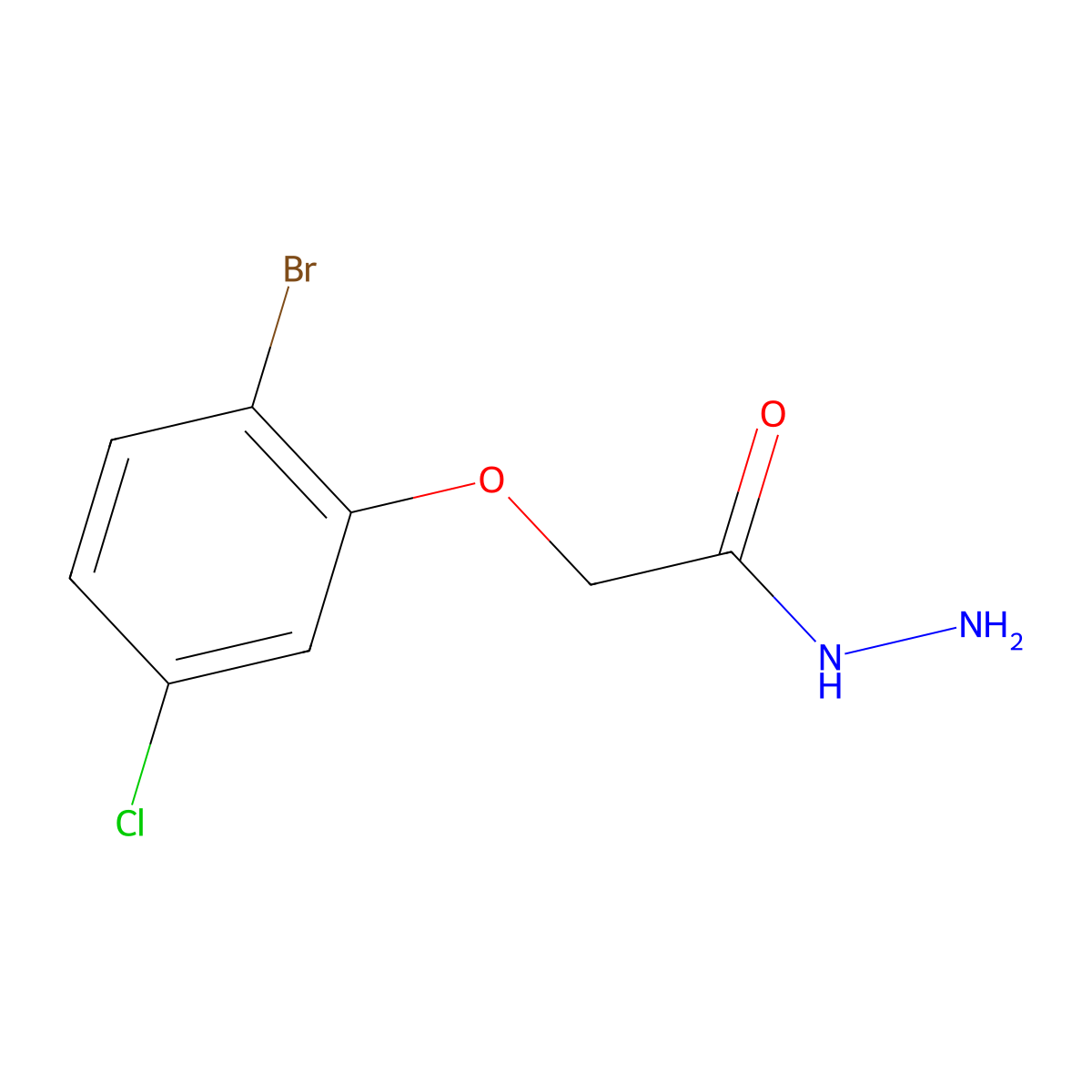 2-(2-Bromo-5-chlorophenoxy)acetohydrazide molecular structure, CAS 1845696-05-0