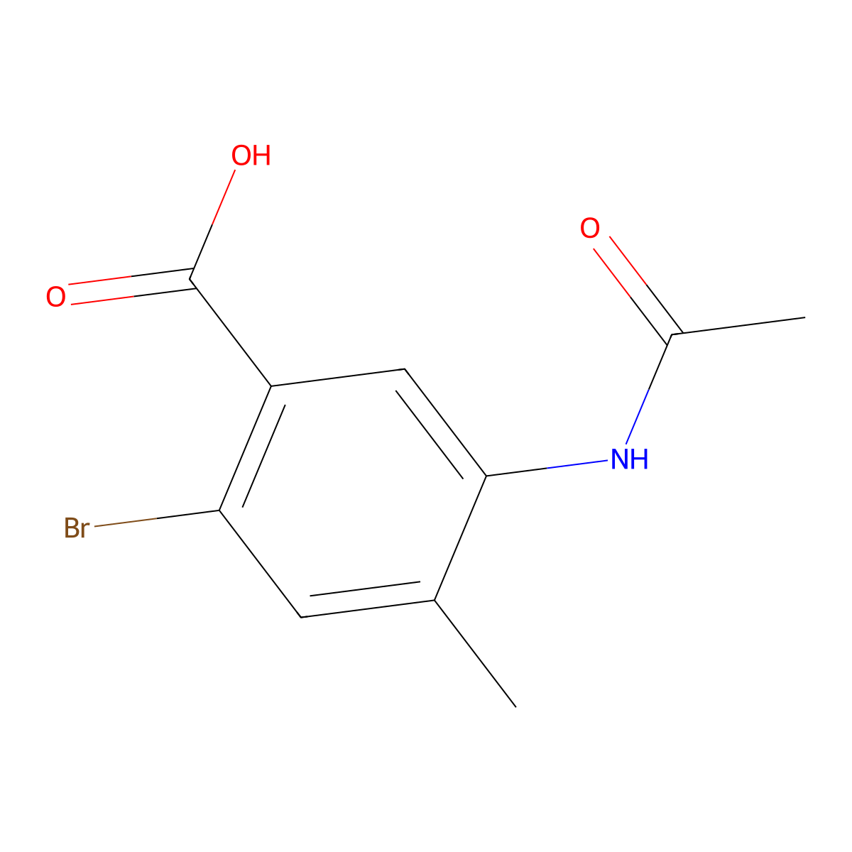 5-Acetamido-2-bromo-4-methylbenzoic acid molecular structure, CAS 1845698-44-3