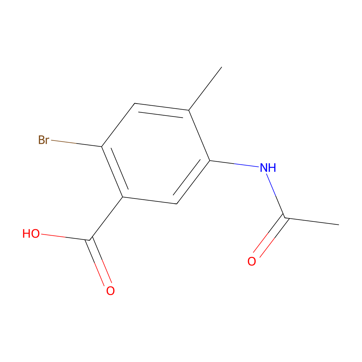 5-Acetamido-2-bromo-4-methylbenzoic acid molecular structure, CAS 1845698-44-3