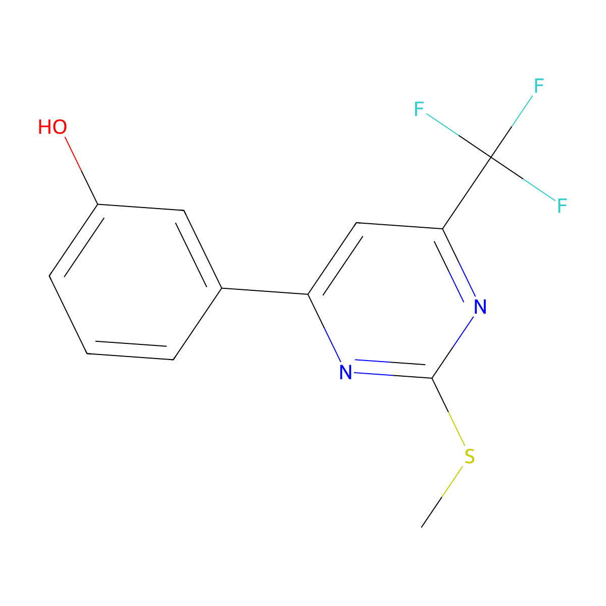 6-(3-Hydroxyphenyl)-2-methylthio-4-(trifluoromethyl)pyrimidine molecular structure, CAS 1845698-56-7