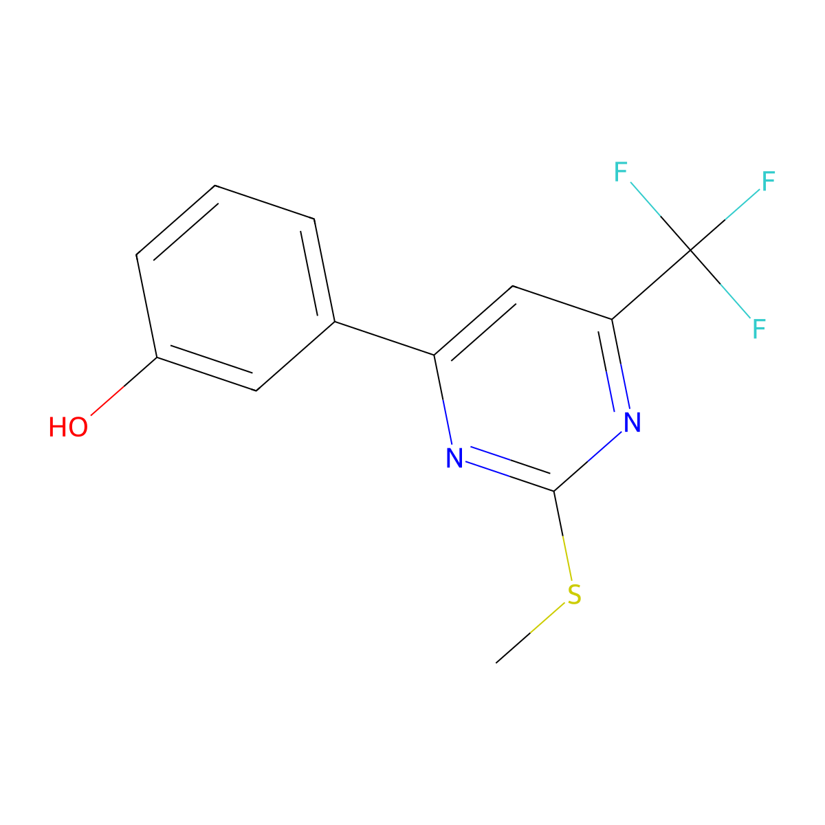 6-(3-Hydroxyphenyl)-2-methylthio-4-(trifluoromethyl)pyrimidine molecular structure, CAS 1845698-56-7