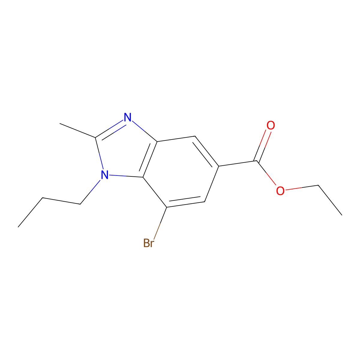 Ethyl 7-bromo-2-methyl-1-propyl-1,3-benzodiazole-5-carboxylate molecular structure, CAS 1845698-62-5