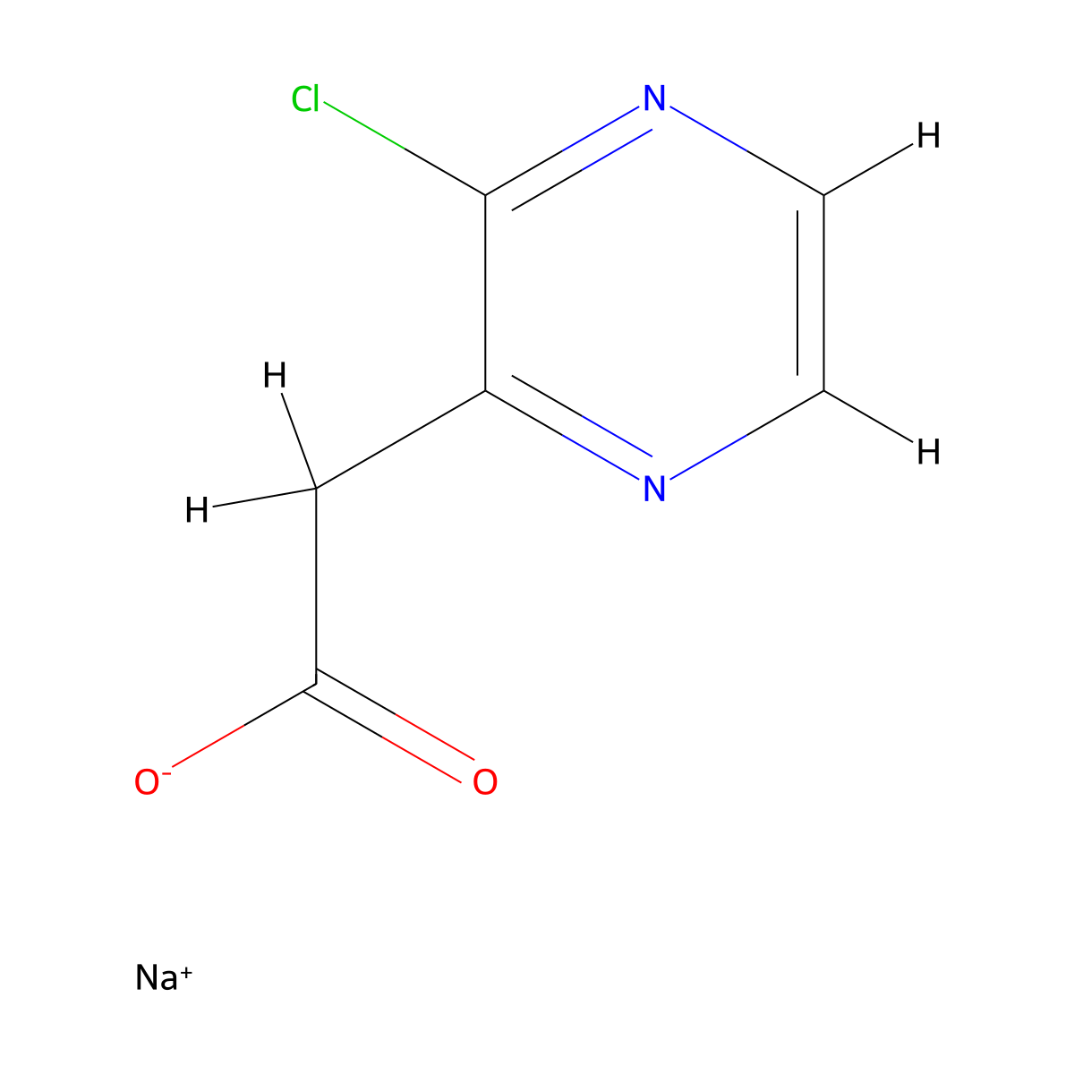 Sodium 2-(3-chloropyrazin-2-yl)acetic acid molecular structure, CAS 1845706-45-7