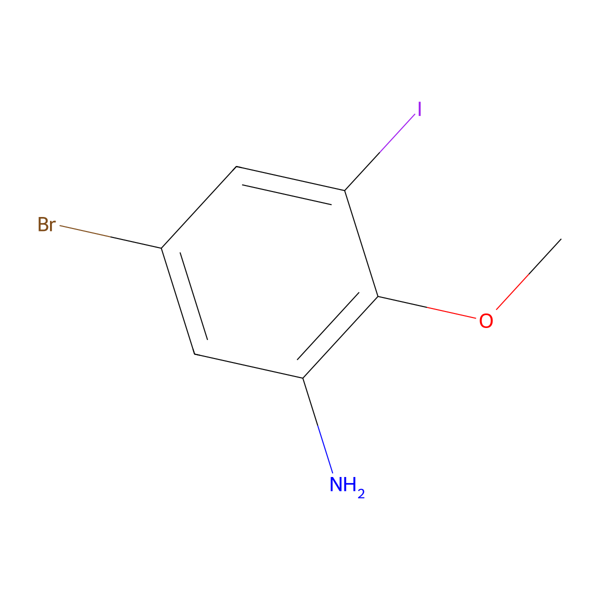 5-Bromo-3-iodo-2-methoxyaniline molecular structure, CAS 1845713-72-5