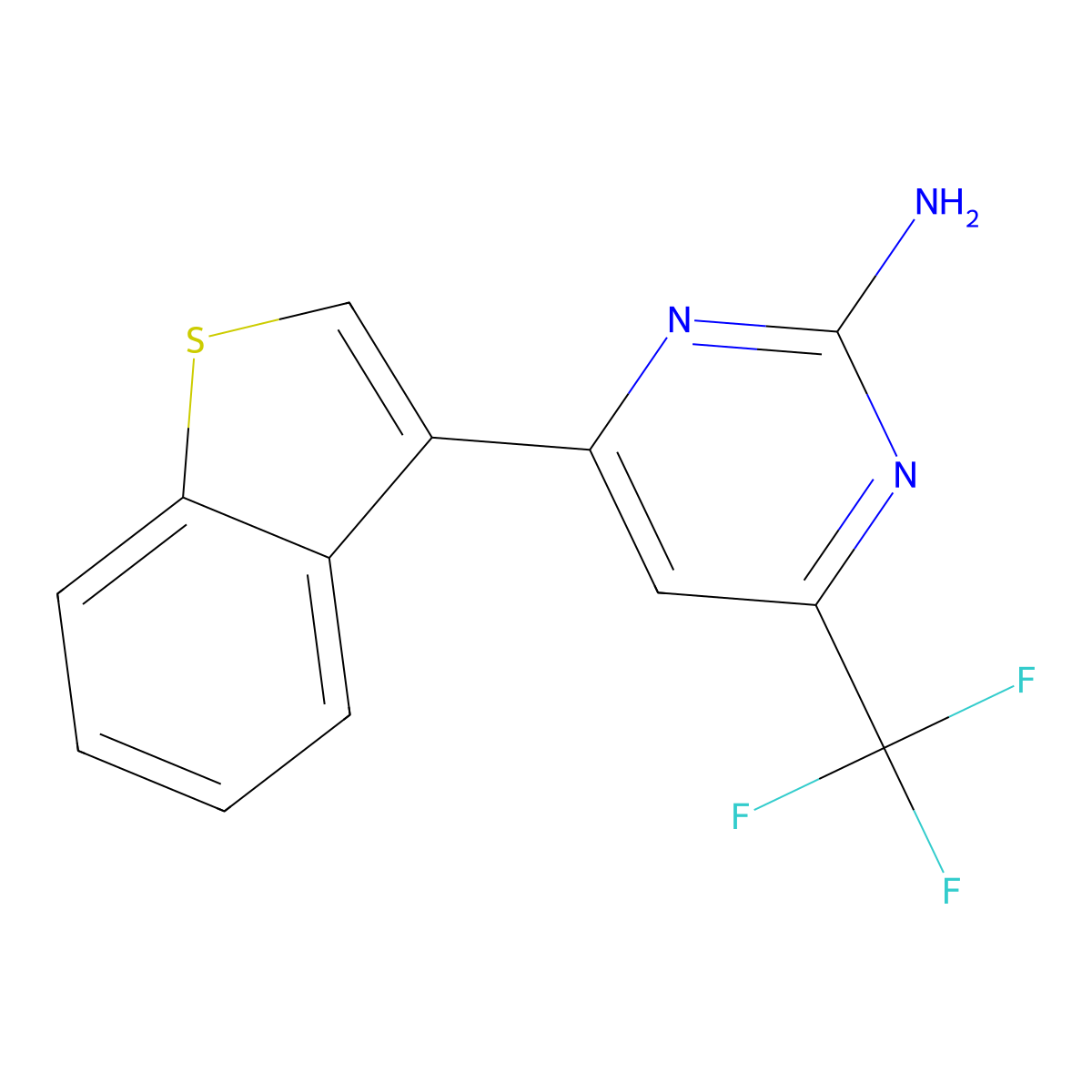 4-(Benzothiophen-3-yl)-6-(trifluoromethyl)pyrimidin-2-amine molecular structure, CAS 1845714-63-7