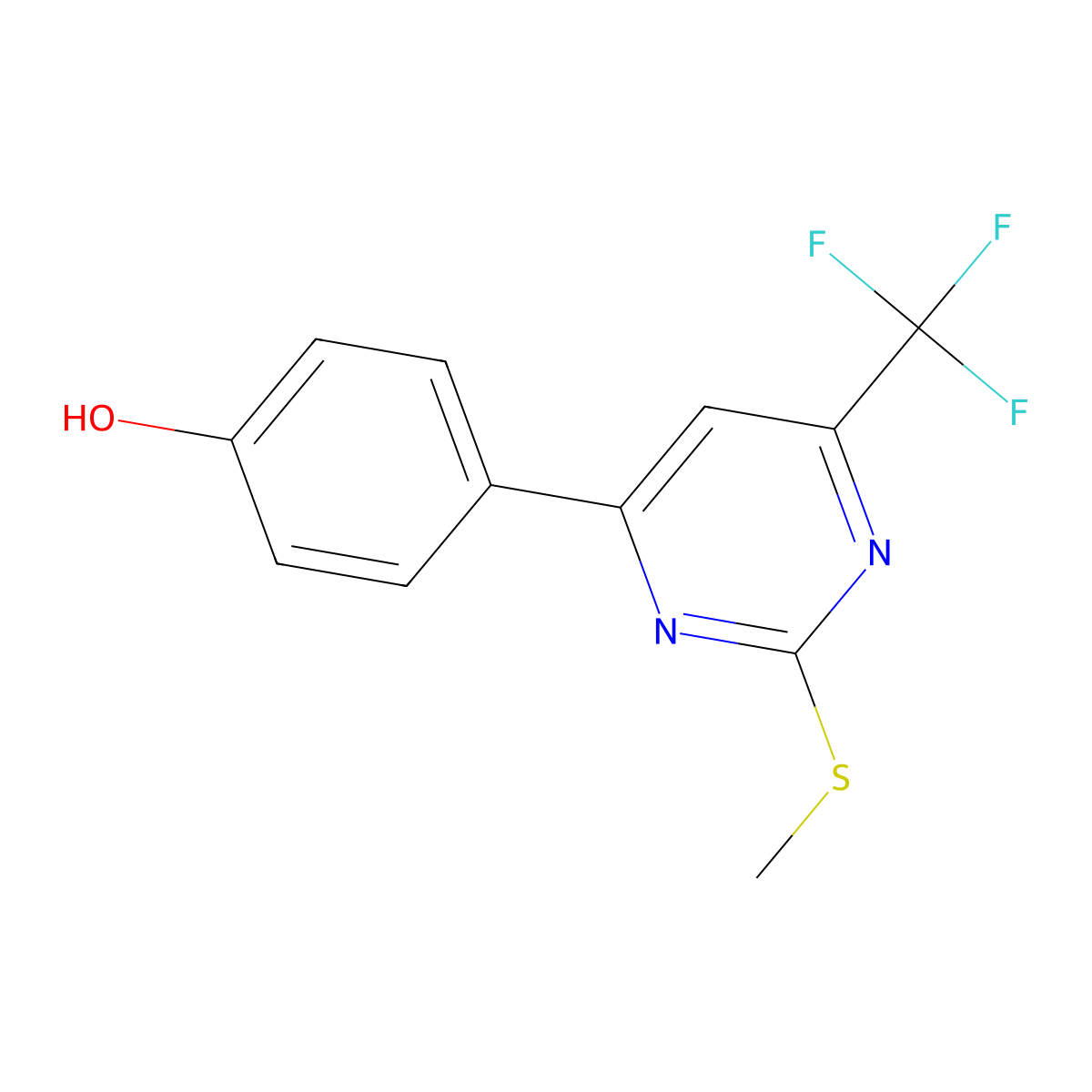 6-(4-Hydroxyphenyl)-2-methylthio-4-(trifluoromethyl)pyrimidine molecular structure, CAS 1845715-08-3