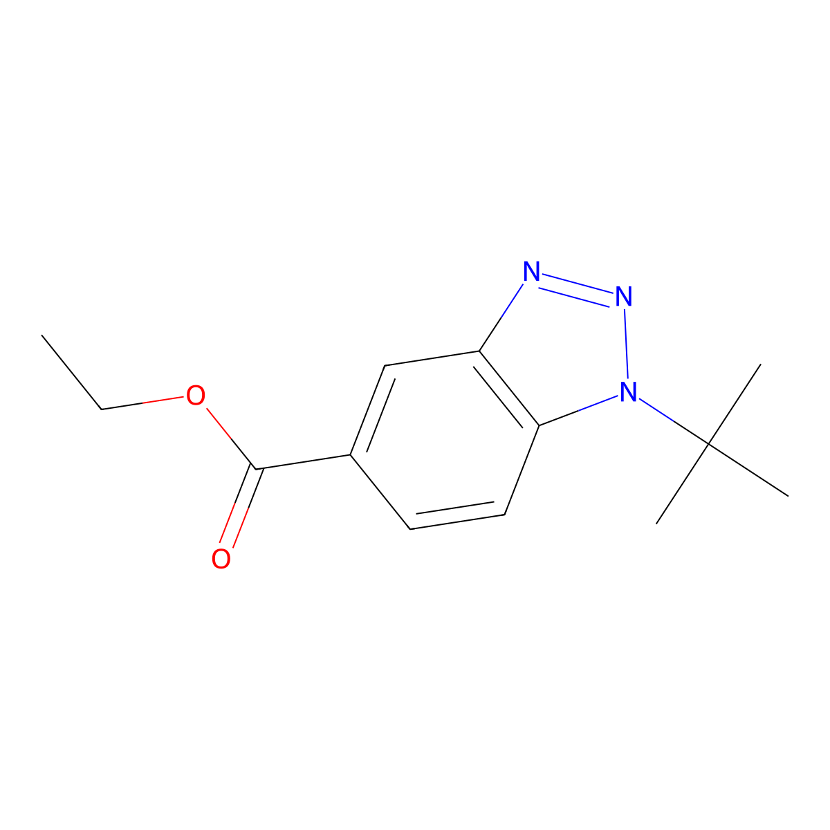 Ethyl 1-(tert-butyl)-1H-benzo[d][1,2,3]triazole-5-carboxylate molecular structure, CAS 1845716-98-4