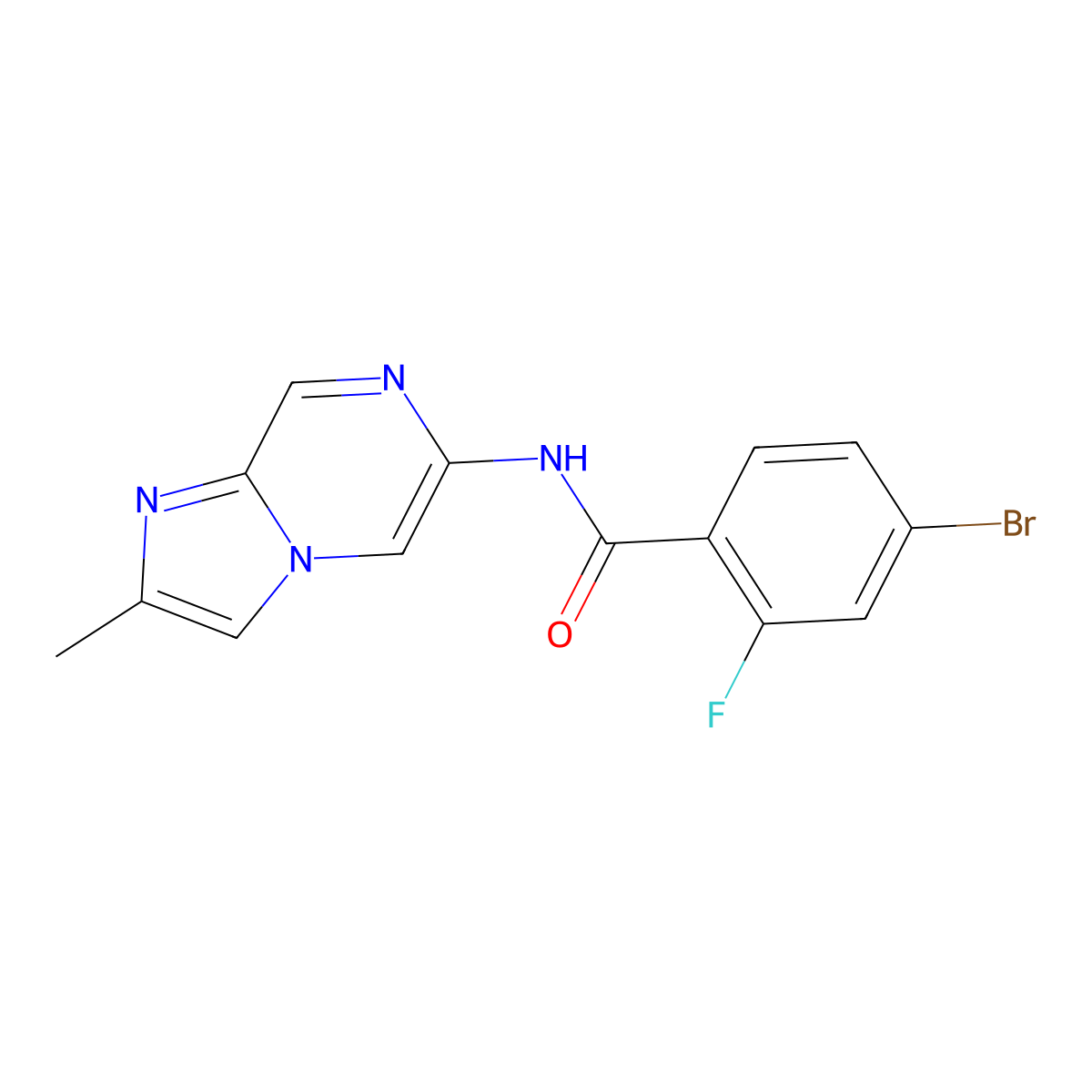 4-Bromo-2-fluoro-N-(2-methylimidazo[1,2-A]pyrazin-6-YL)benzamide molecular structure, CAS 1845753-80-1