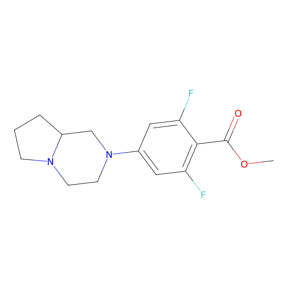 Methyl (S)-2,6-difluoro-4-(hexahydropyrrolo[1,2-A]pyrazin-2(1H)-YL)benzoate molecular structure, CAS 1845753-92-5