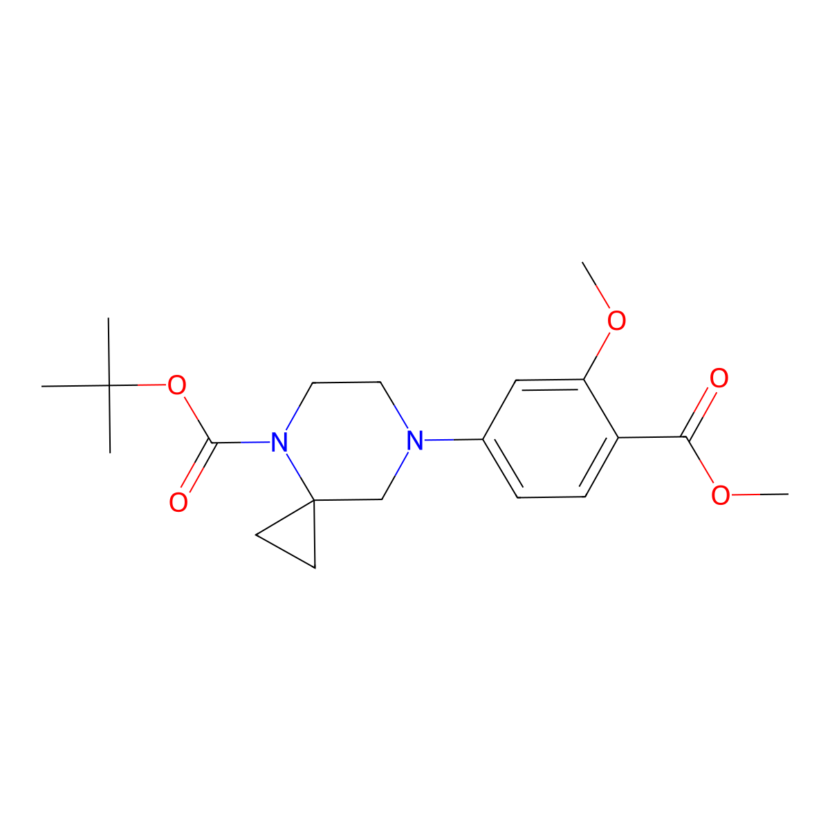 Tert-butyl 7-(3-methoxy-4-(methoxycarbonyl)phenyl)-4,7-diazaspiro[2.5]octane-4-carboxylate molecular structure, CAS 1845753-97-0