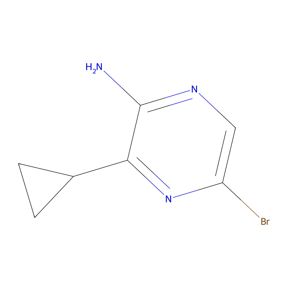 5-Bromo-3-cyclopropylpyrazin-2-amine molecular structure, CAS 1845754-43-9
