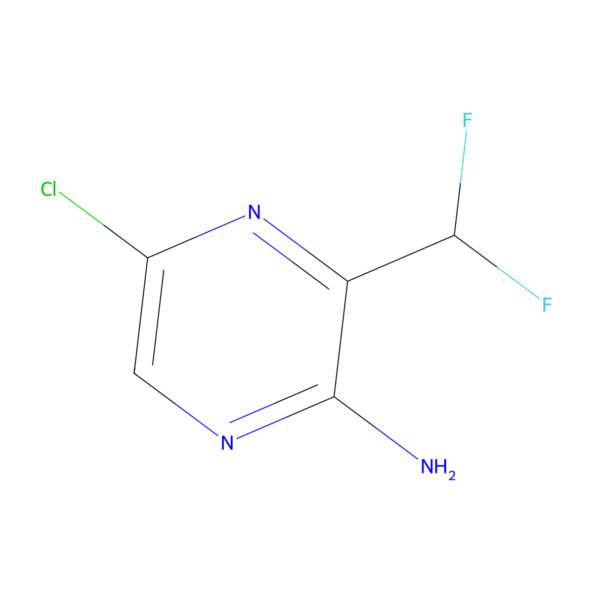 5-Chloro-3-(difluoromethyl)pyrazin-2-amine molecular structure, CAS 1845754-46-2