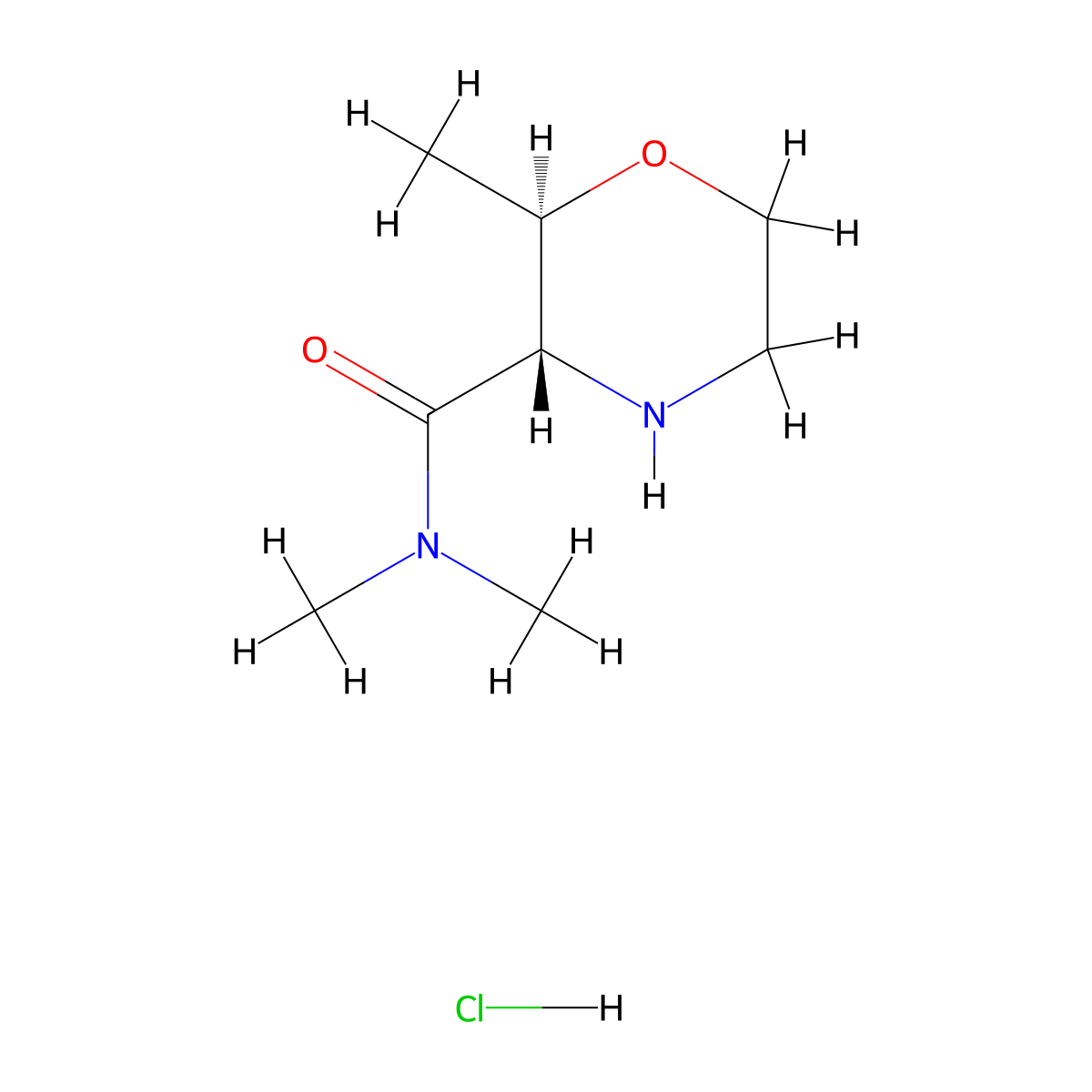 (2R,3S)-N,N,2-trimethylmorpholine-3-carboxamide hydrochloride molecular structure, CAS 1845782-54-8