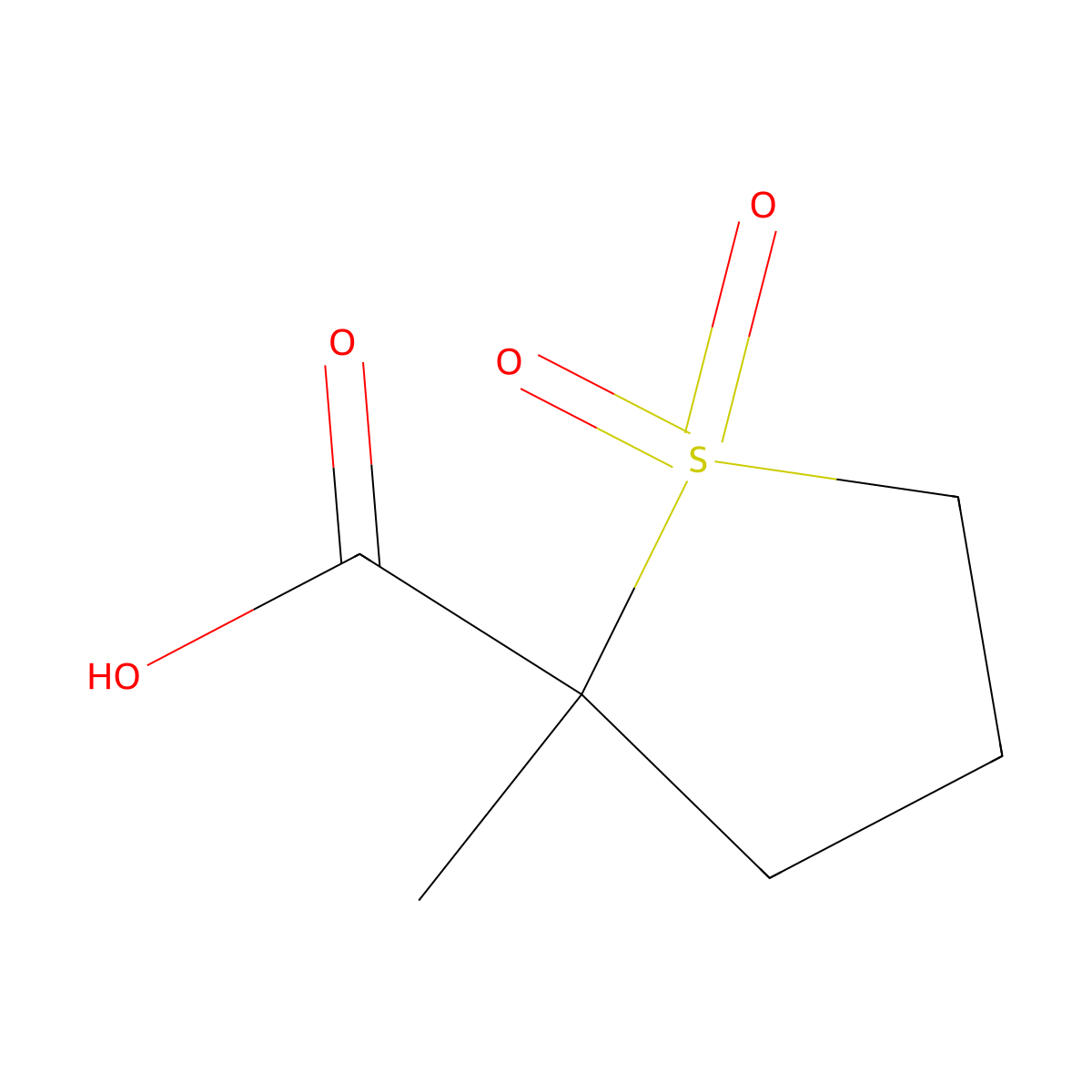 2-Methyltetrahydrothiophene-2-carboxylic acid 1,1-dioxide molecular structure, CAS 18458-93-0