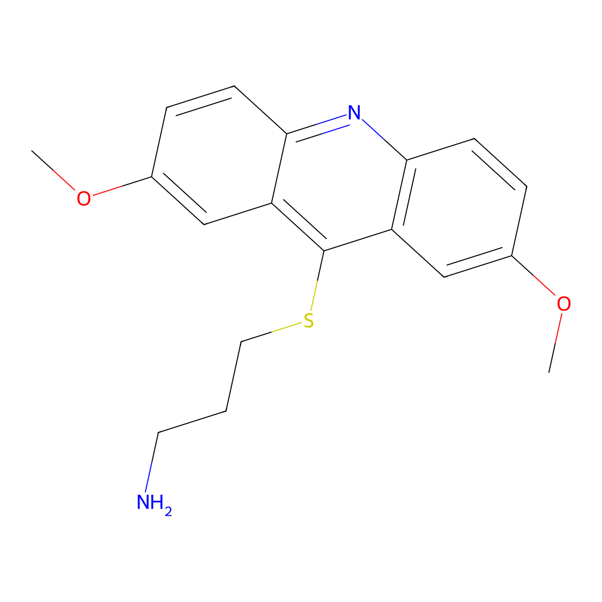 3-(2,7-Dimethoxyacridin-9-ylthio)propan-1-amine molecular structure, CAS 184582-62-5