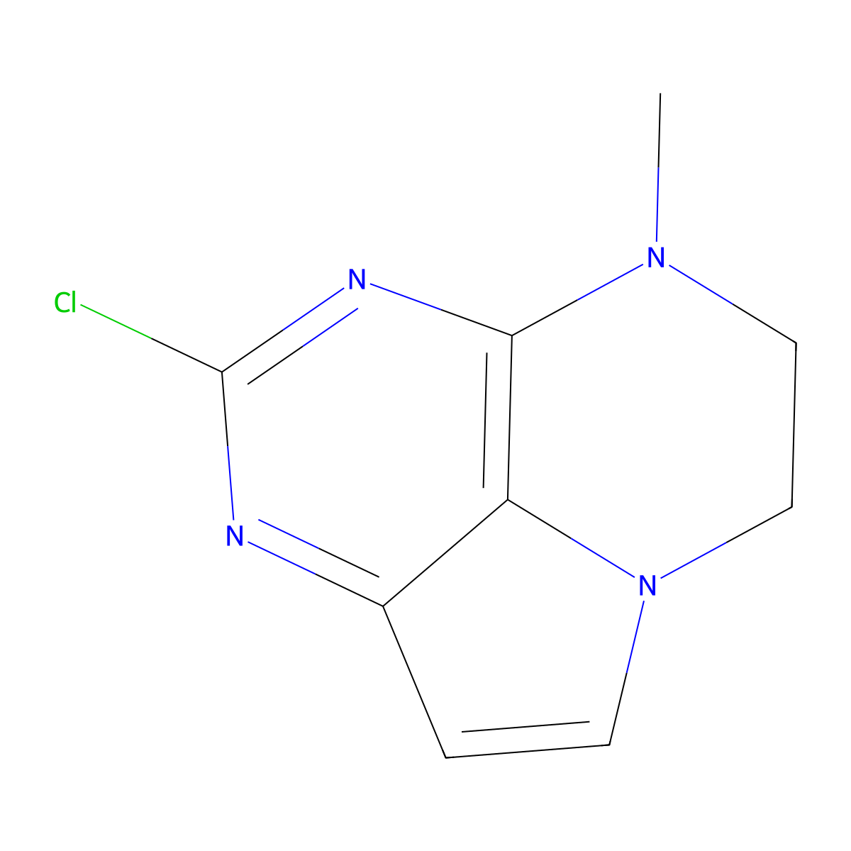 2-chloro-4-methyl-5,6-dihydro-4H-pyrrolo[3,2,1-de]pteridine molecular structure, CAS 184584-58-5