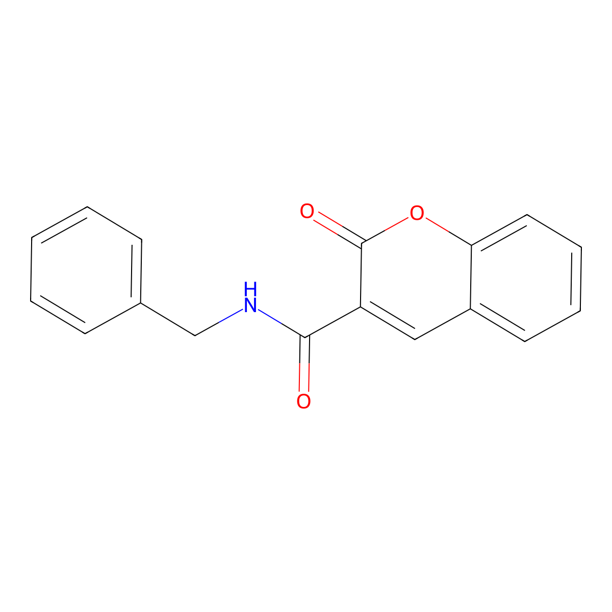 2-Oxo-N-(phenylmethyl)-2H-1-benzopyran-3-carboxamide molecular structure, CAS 1846-90-8