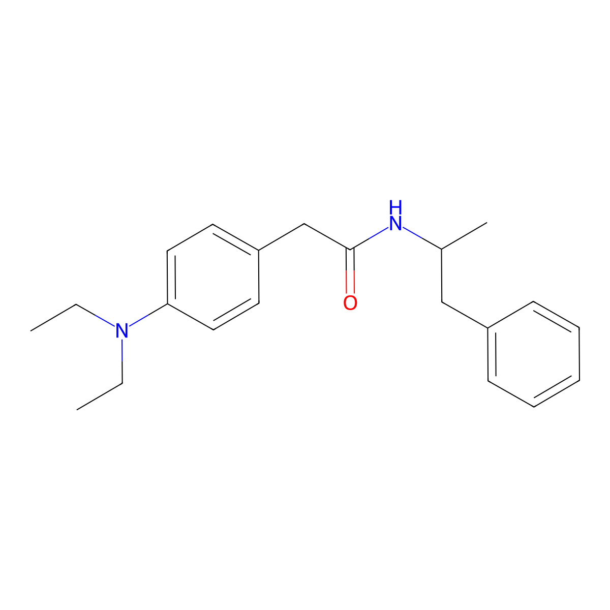 Acetamide, 2-(p-(diethylamino)phenyl)-N-(alpha-methylphenethyl)- molecular structure, CAS 18464-55-6