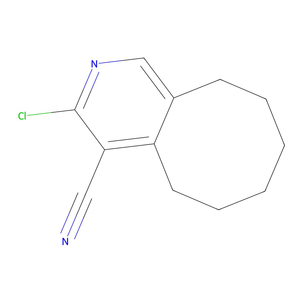 3-Chloro-5,6,7,8,9,10-hexahydrocycloocta[c]pyridine-4-carbonitrile molecular structure, CAS 184648-57-5