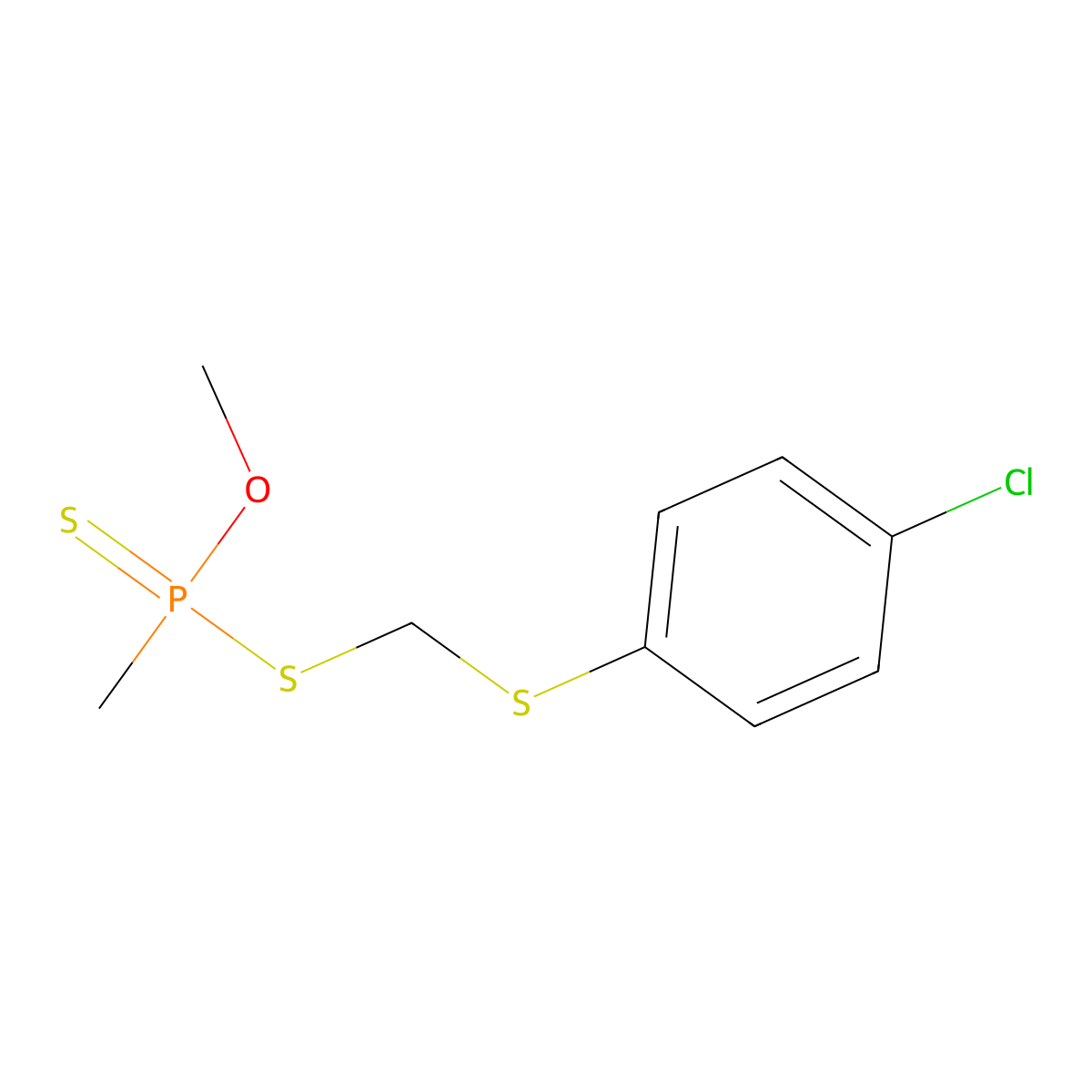 Phosphonodithioic acid, methyl-, S-(((p-chlorophenyl)thio)methyl) O-methyl ester molecular structure, CAS 18466-11-0