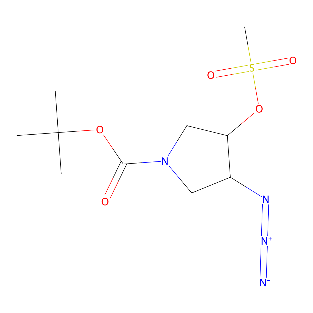 Tert-butyl 3-azido-4-(methanesulfonyloxy)pyrrolidine-1-carboxylate molecular structure, CAS 1846626-60-5