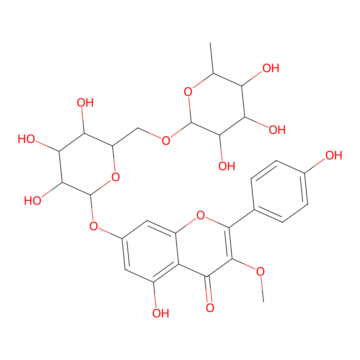Isokaempferide 7-rutinoside molecular structure, CAS 18467-06-6