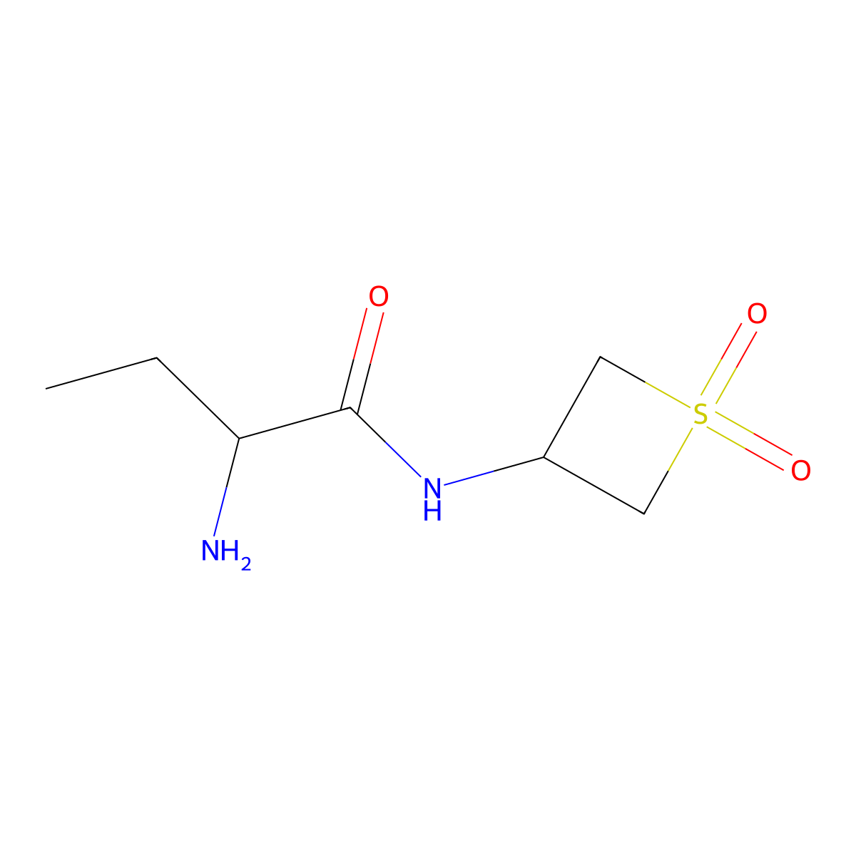 (S)-2-Amino-N-(1,1-dioxidothietan-3-yl)butanamide molecular structure, CAS 1846752-03-1