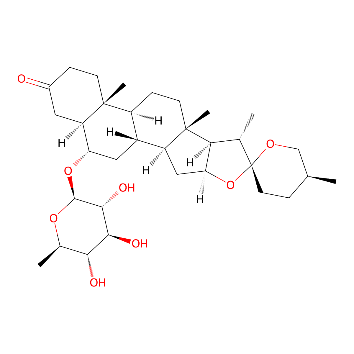 (1R,2S,4S,5'S,6R,7S,8R,9S,12S,13R,18S,19S)-5',7,9,13-tetramethyl-19-[(2R,3R,4S,5S,6R)-3,4,5-trihydroxy-6-methyloxan-2-yl]oxyspiro[5-oxapentacyclo[10.8.0.02,9.04,8.013,18]icosane-6,2'-oxane]-16-one molecular structure, CAS 184686-03-1