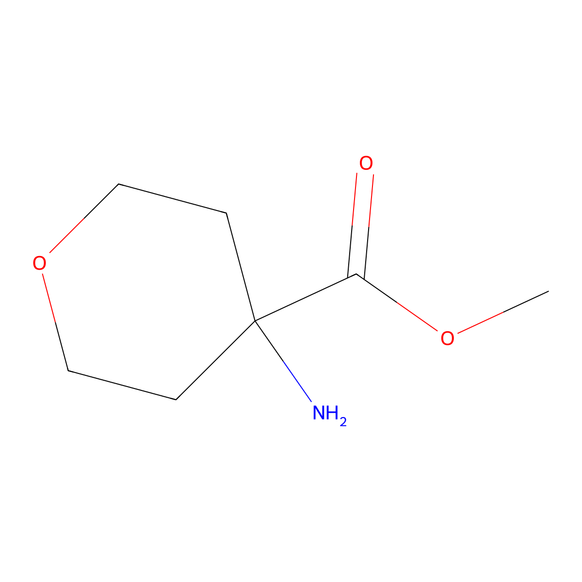Methyl 4-aminooxane-4-carboxylate molecular structure, CAS 184698-41-7
