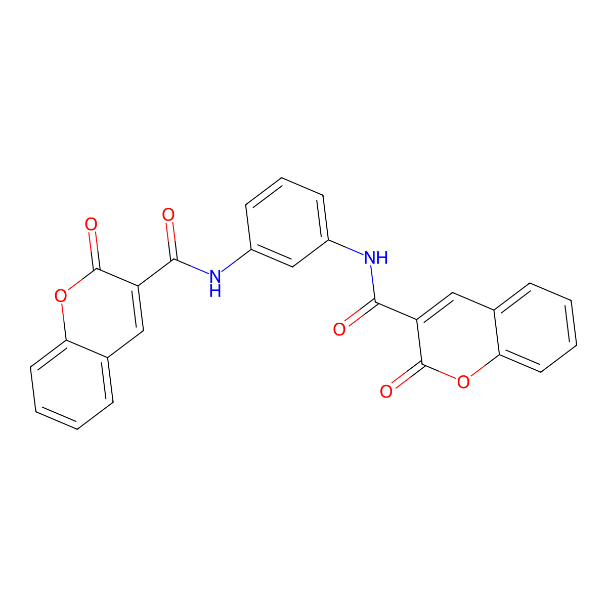 2-oxo-N-[3-[(2-oxochromene-3-carbonyl)amino]phenyl]chromene-3-carboxamide molecular structure, CAS 1847-03-6