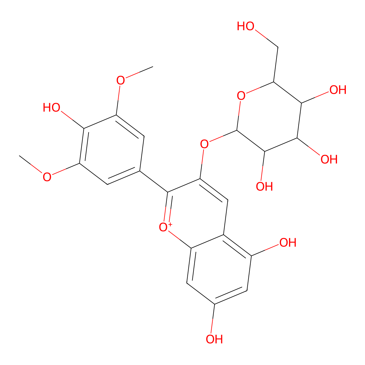 Malvidin 3-Glucoside molecular structure, CAS 18470-06-9