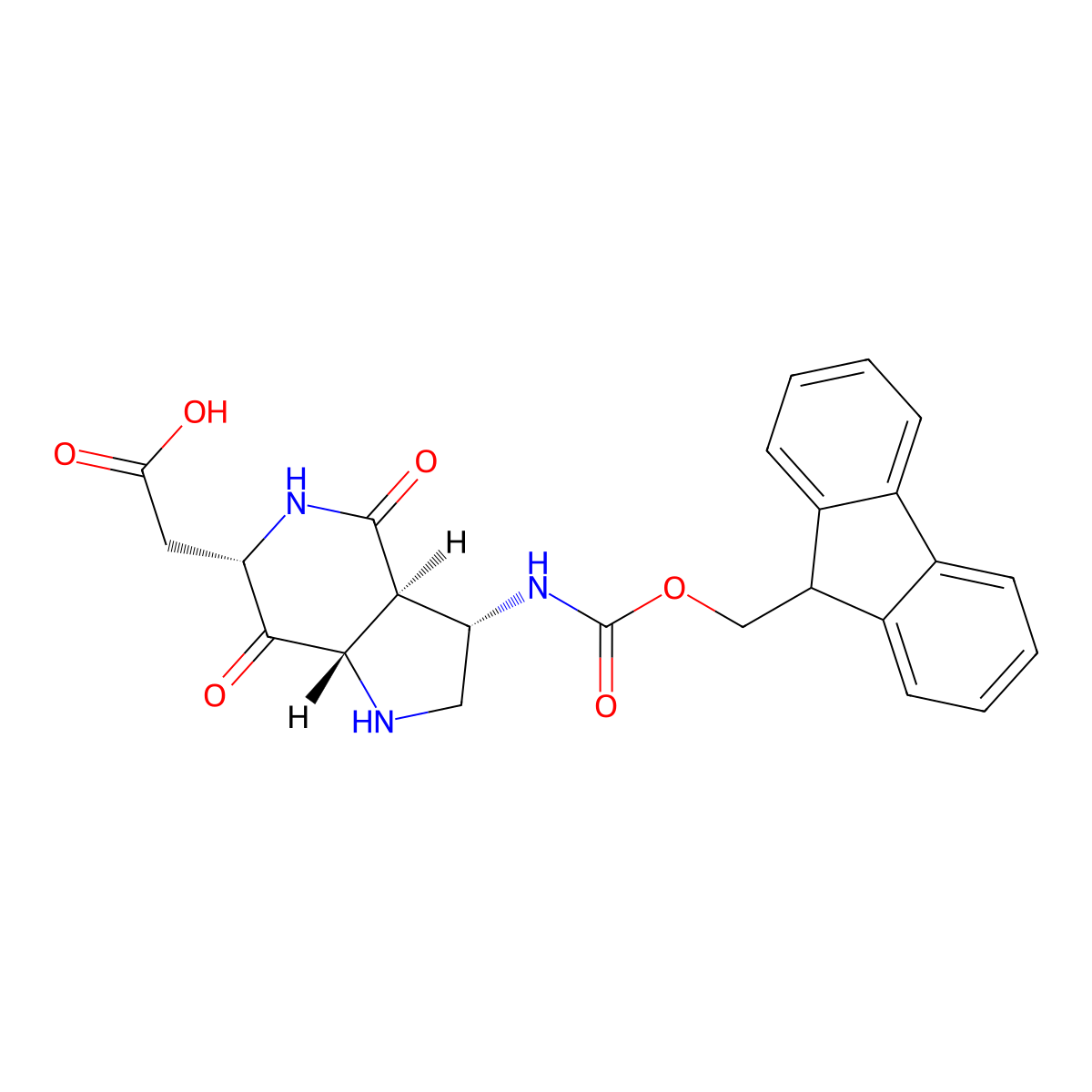 Fmoc-(2S,6S,9S)-6-amino-2-carboxymethyl-3,8-diazabicyclo-(4,3,0)-nonane-1,4-dione molecular structure, CAS 184700-26-3