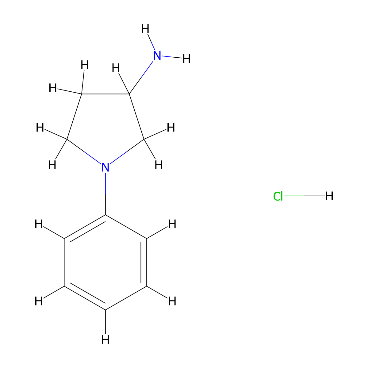 1-Phenylpyrrolidin-3-amine hydrochloride molecular structure, CAS 18471-28-8