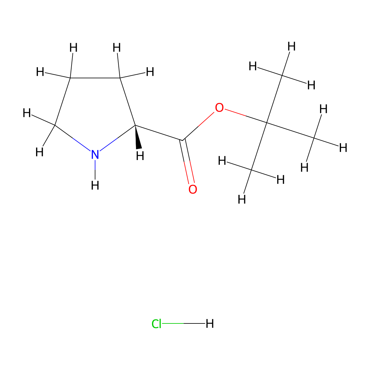 tert-butyl (2R)-pyrrolidine-2-carboxylate hydrochloride molecular structure, CAS 184719-80-0
