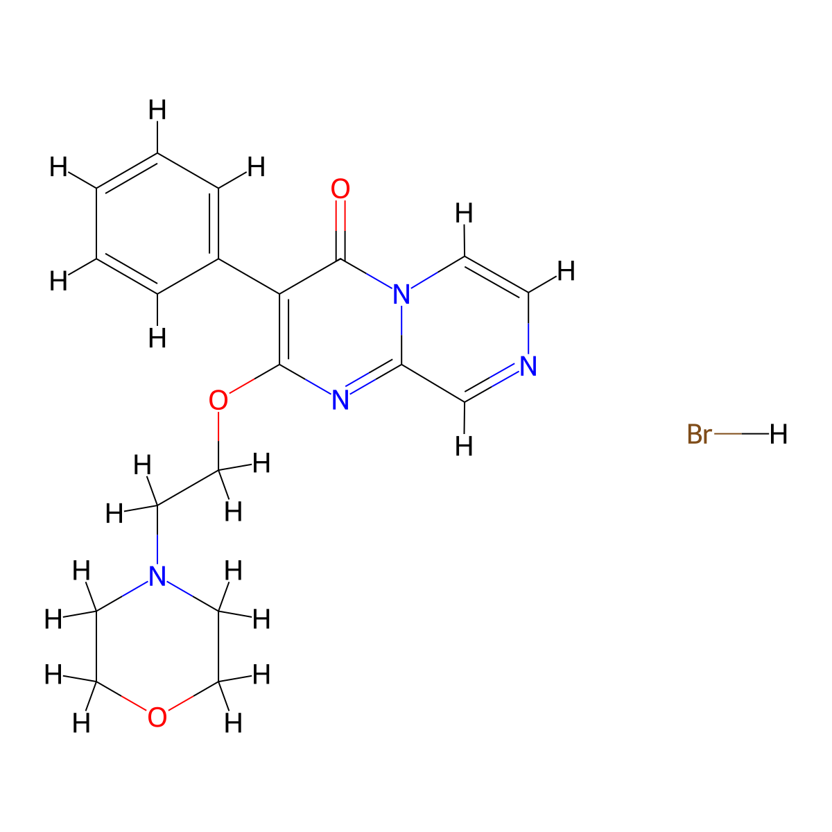 4H-Pyrazino(1,2-a)pyrimidin-4-one, 2-(2-morpholinoethoxy)-3-phenyl-, hydrobromide molecular structure, CAS 18472-18-9