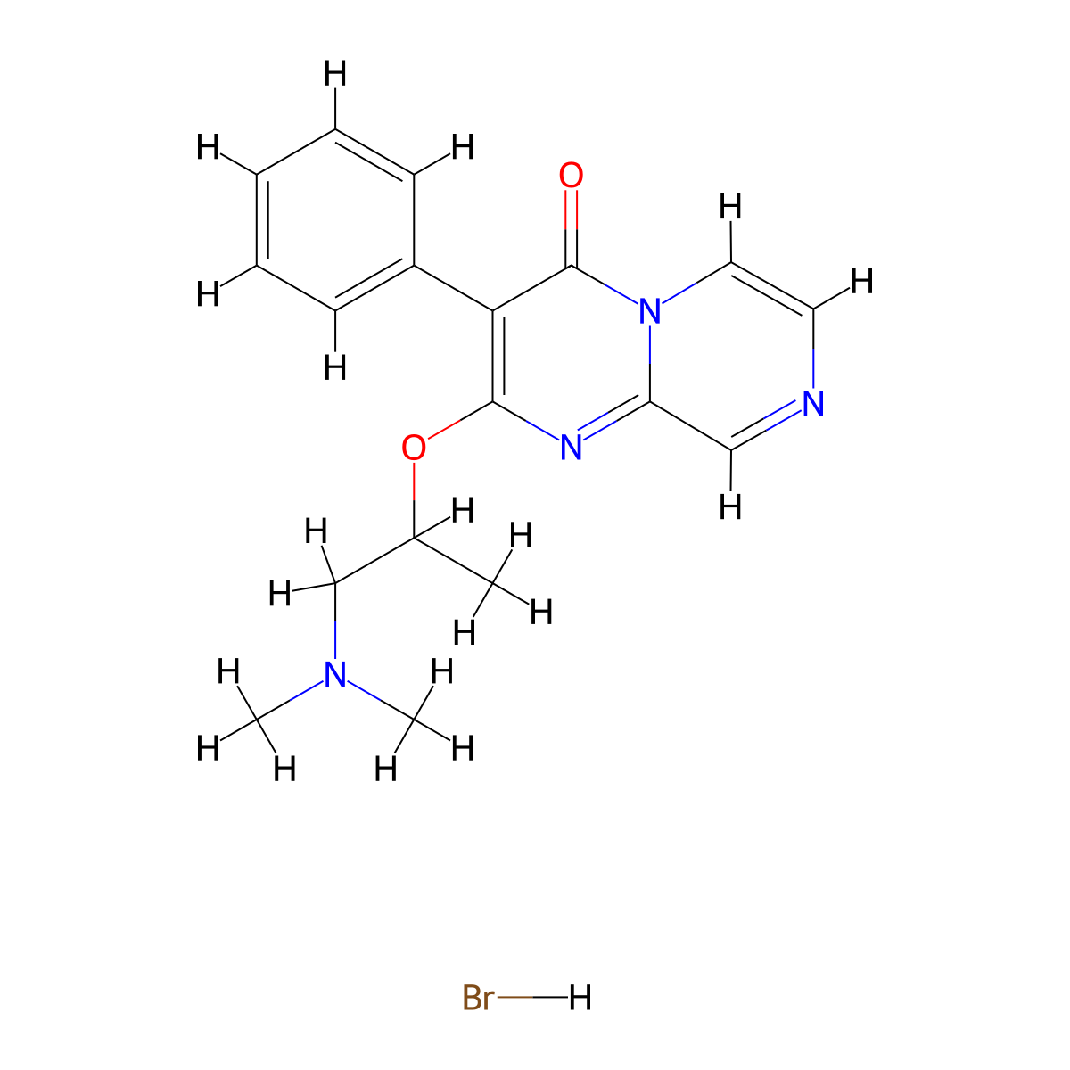 4H-Pyrazino(1,2-a)pyrimidin-4-one, 2-(2-(dimethylamino)-1-methylethoxy)-3-phenyl-, hydrobromide molecular structure, CAS 18472-20-3