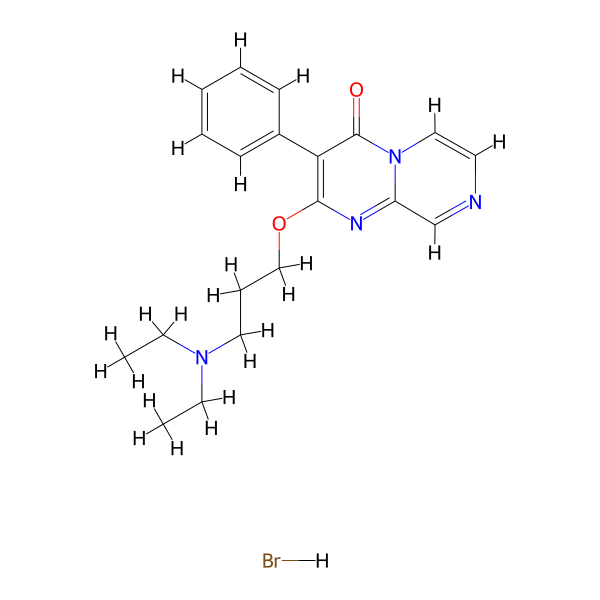 4H-Pyrazino(1,2-a)pyrimidin-4-one, 2-(3-diethylaminopropoxy)-3-phenyl-, hydrobromide molecular structure, CAS 18472-24-7